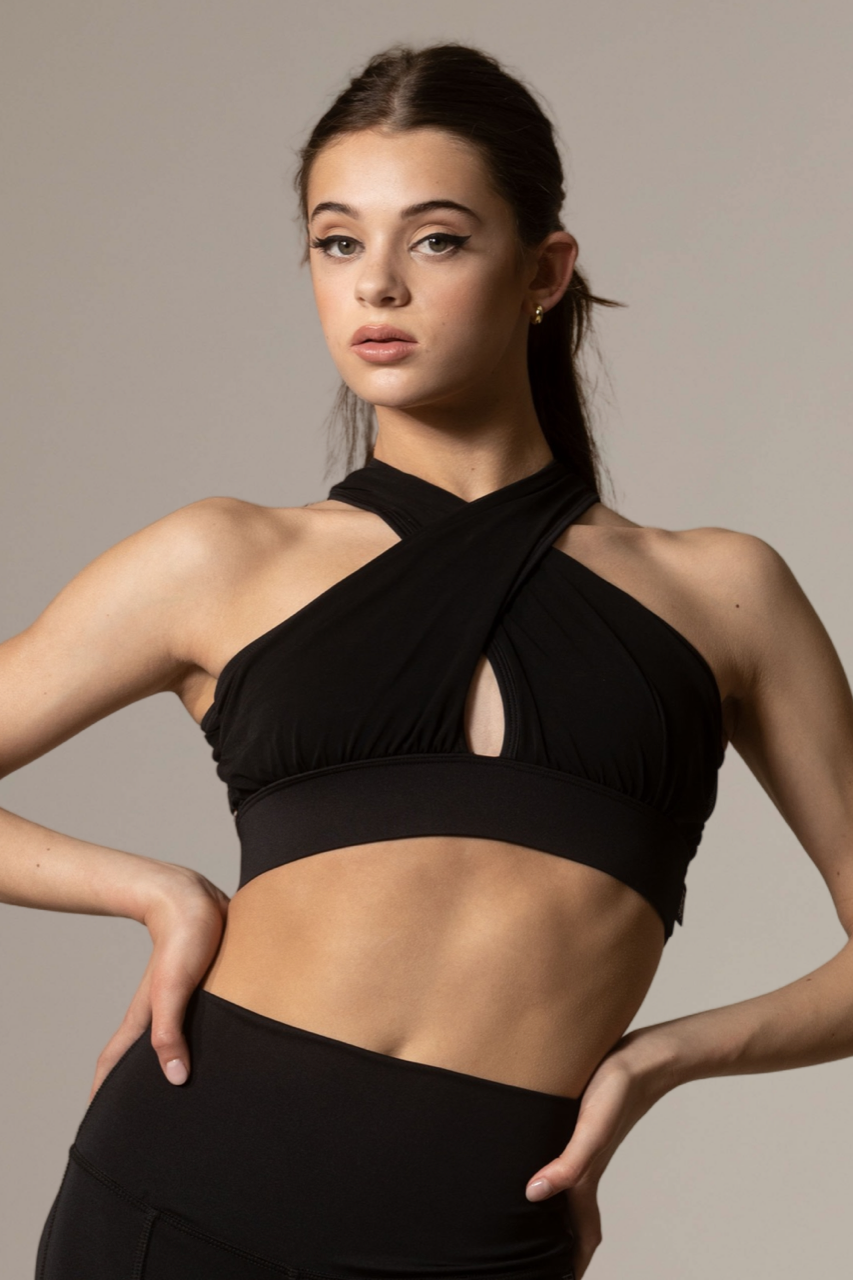 Trendy Trends Youth Large Ruffle Dance Top Sports Bra Pink Black Vguc